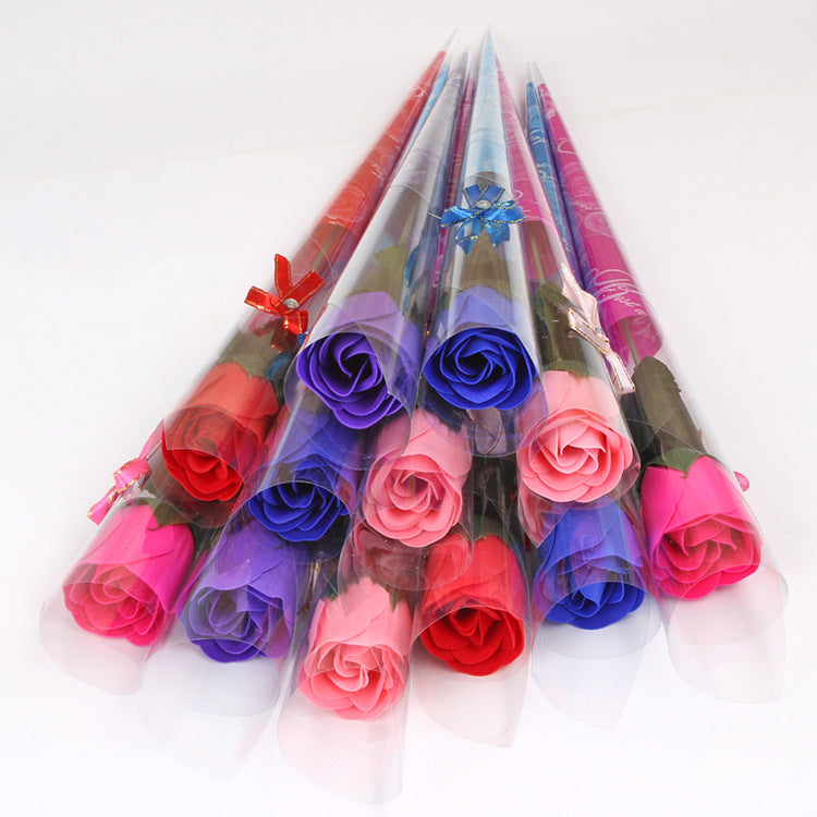 Valentines Day Bouquet Artificial Flower Rose - 12 pcs-Blue-Theone Apparel
