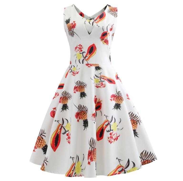 Fruit Print Pleft Front une robe de ligne