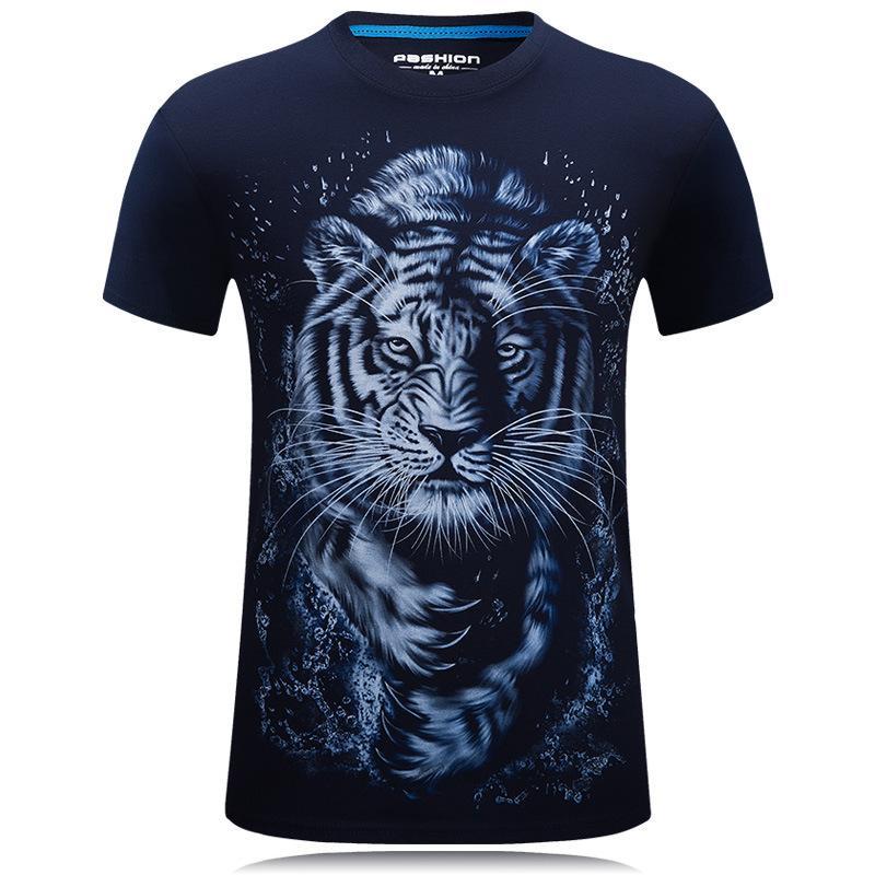 White Tiger Short Sleeve Shirt-Blue-Theone Apparel