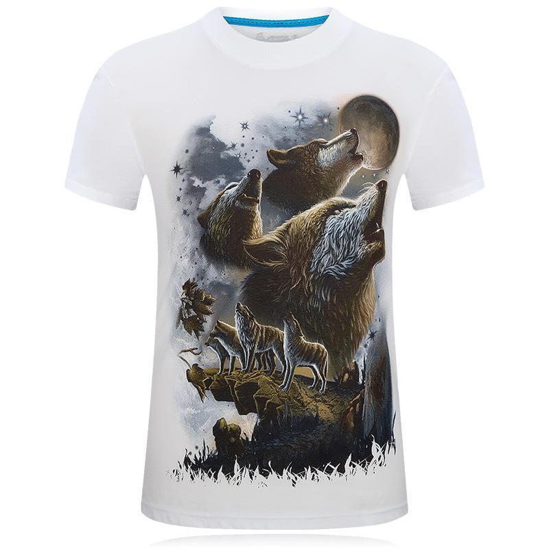 Wolves Under Moonlight Graphic Tee-White-Theone Apparel
