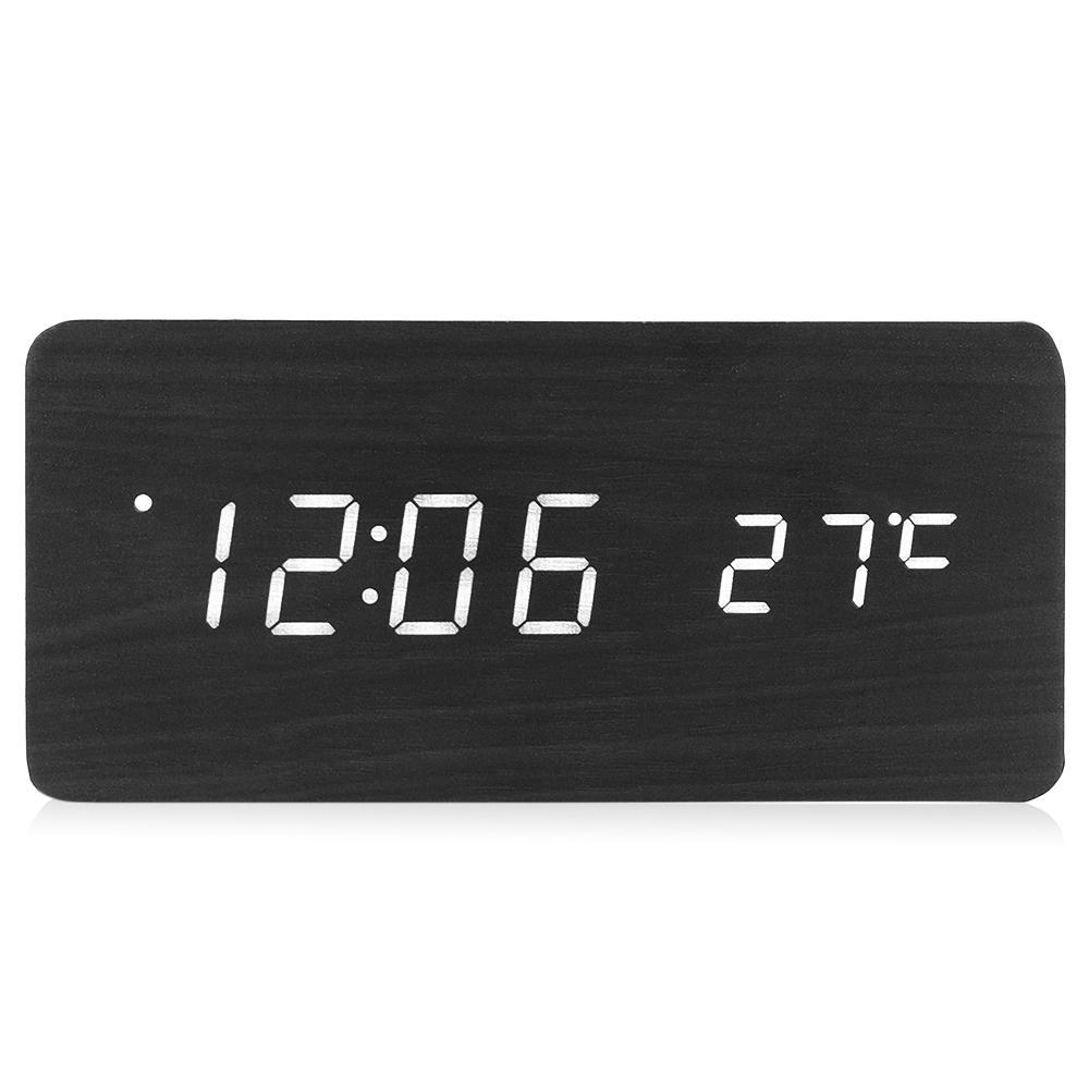 Wooden Alarm Clock With Thermometer