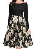 Black Bodice Contrast Off-Shoulder Dress - THEONE APPAREL