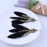 Black Feather Drop Earrings - THEONE APPAREL