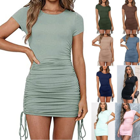 Body Con Short Sleeved Tassle Women's Dress - THEONE APPAREL