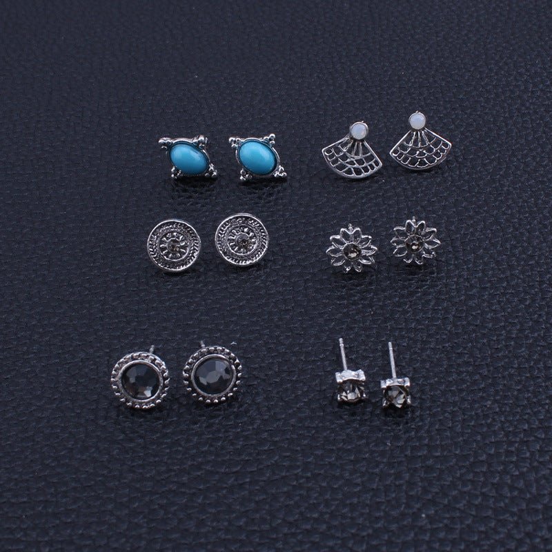 Bohemian Metallic Silver Stud Earrings - THEONE APPAREL