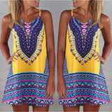 Boho Chic Colorful Pattered Short Summer Dress - THEONE APPAREL