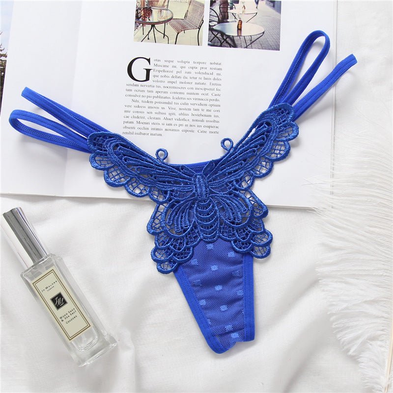 Butterfly Embroidered High Waisted Lace Thong - THEONE APPAREL