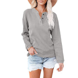 Button Up Long Sleeved Solid Top - THEONE APPAREL