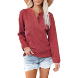 Button Up Long Sleeved Solid Top - THEONE APPAREL