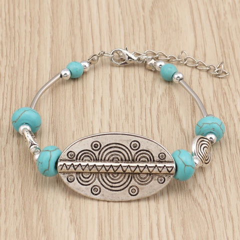 Carved Oblong and Turquoise Bead - THEONE APPAREL