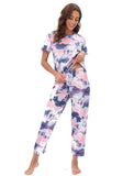 Casual Patterned T-Shirt and Capri Pants Set - THEONE APPAREL