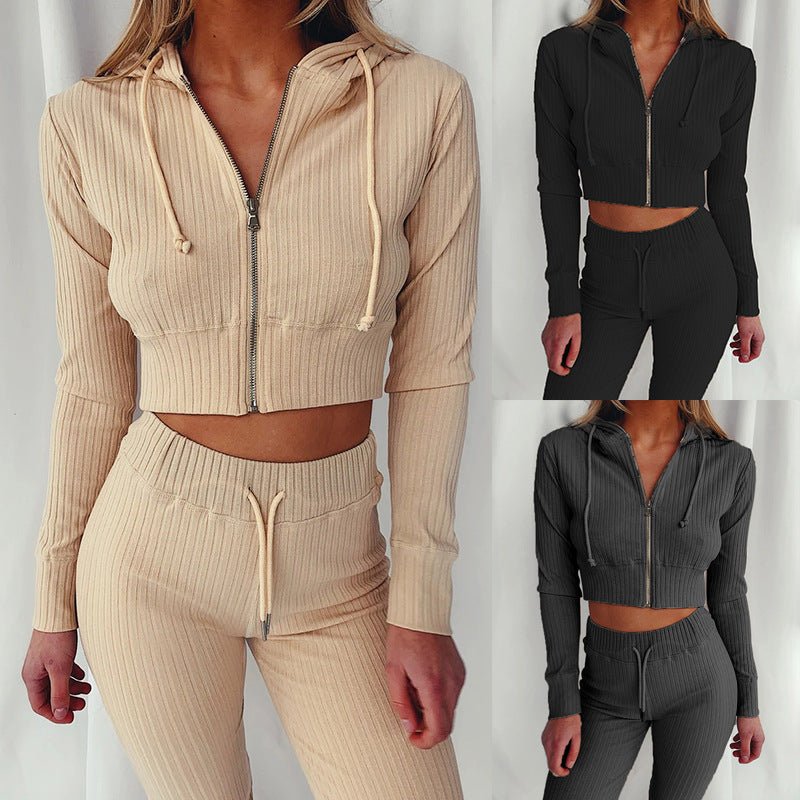 Casual Two Piece Cropped Top and Pants Set - THEONE APPAREL